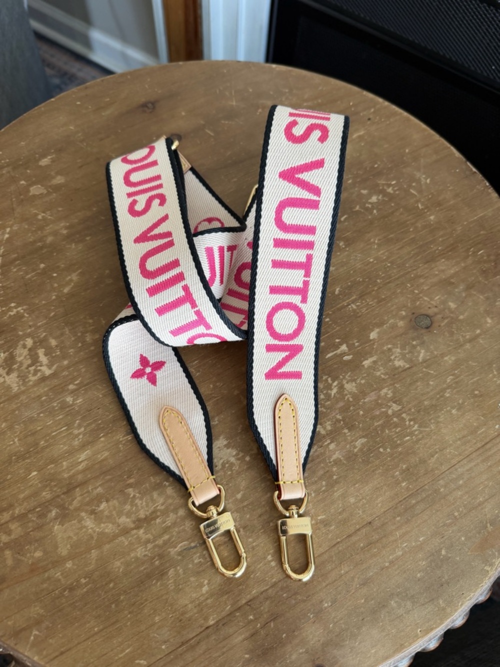 Sold on my fb. Louis Vuitton Adjustable pink black bandouliere crossbody strap
